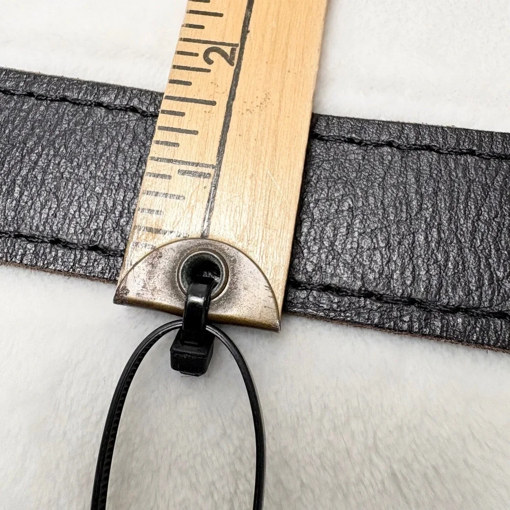 Vintage Inspo Brown Black Genuine Leather Belt Size 34 Rugged Boho Artisan